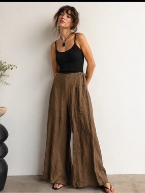 Blumarine wide leg linen pants